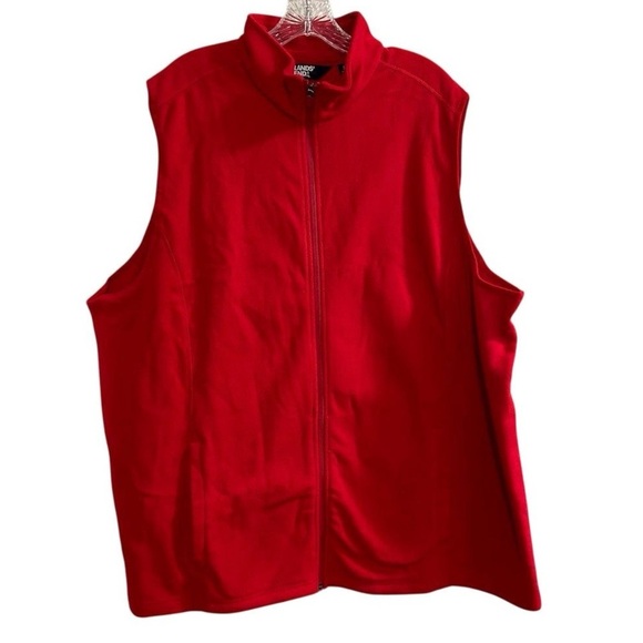 Lands' End Women's Plus 3X Red Fleece Vest Full Zip Sleeveless New - Picture 1 of 8